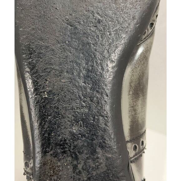 Authentic Gucci Black/Grey Brogue Leather Ballet Flats Size 40 - Picture 4 of 14